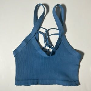FP Movement Happiness Runs Strappy Back Crop Tank M/L Blue NWOT price firm